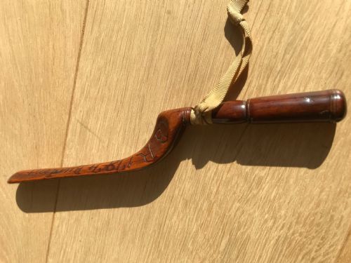 Antique Fruitwood Knitting Sheath - Unusually Name of Village & Dated