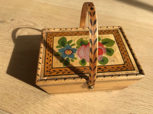 Antique Tunbridge Ware Sewing Basket Box