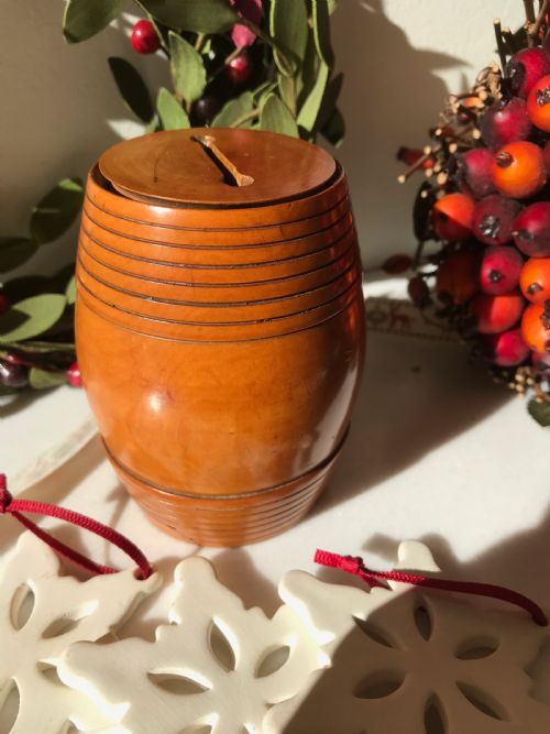 Antique Boxwood Barrel Money Box - Treen