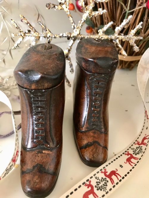 A Pair of Antique Snuff Shoe Boxes