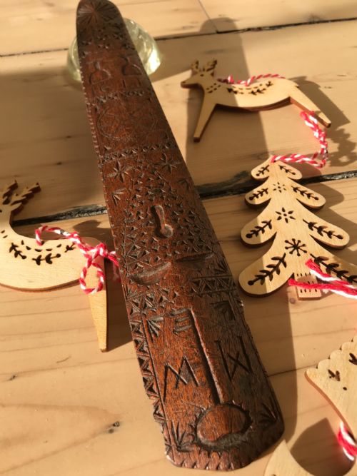 fig 1. Antique Treen Stay Busk - Dated 1791