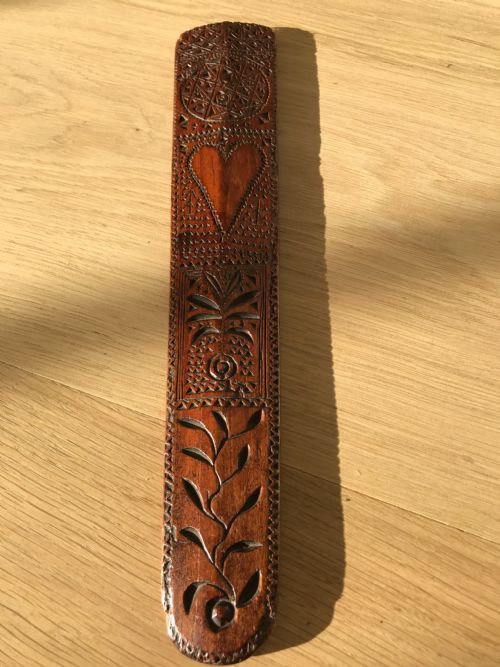 An Antique Treen Stay Busk- Chip Carved Decoration