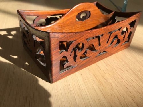Antique Rosewood Desk Tidy/stationery Holder