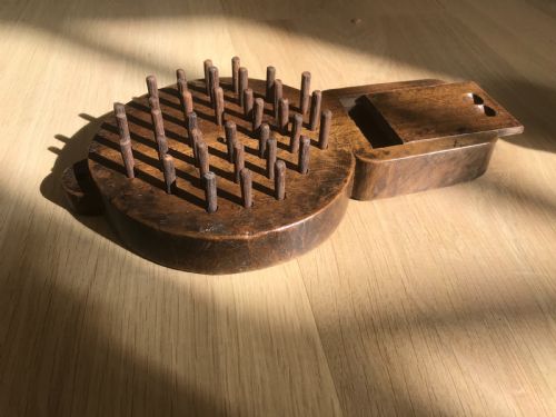 Antique Solitaire Peg Board & 36 Pegs - Treen
