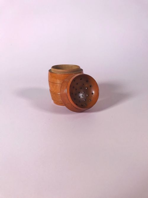 Antique Boxwood Pounce Pot - Treen