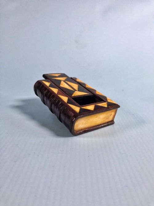 Antique Bone and Wood Book Snuff Box