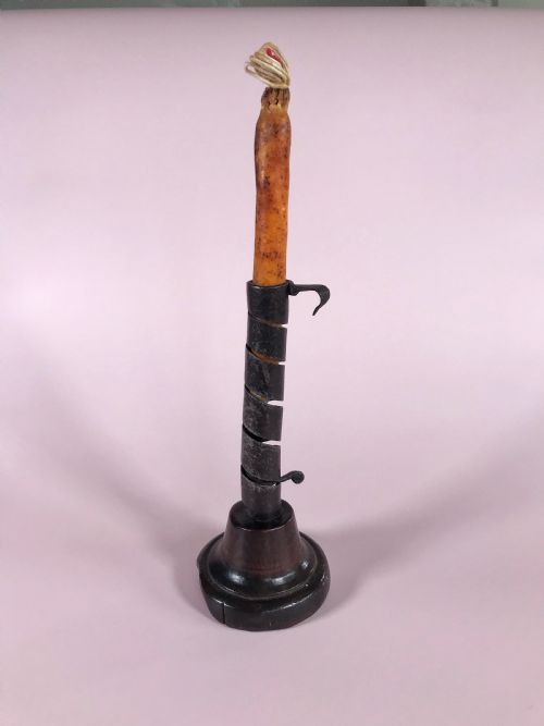 Antique Spiral Candlestick with Tallow Candle