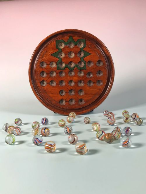 Antique Marbles & Solitaire Board