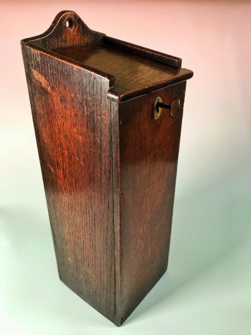 Antique Oak Candle Box with Lock & Key