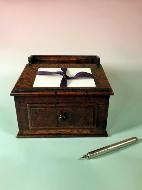 Antique Oak Writing Box - Small Size