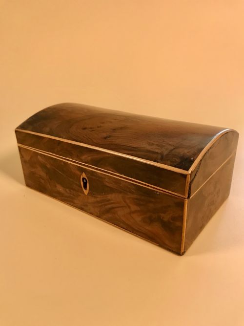 Antique Yew Wood Domed Topped Box - Dated 1817