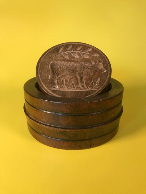 Antique Two Piece Butter Mould - Treen