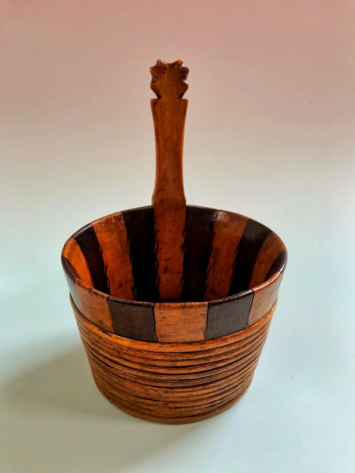 fig 1. Antique Scottish Luggie - drinking vessel - treen