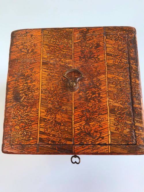 fig 1. Antique Prisoner of War Tea Caddy - straw work