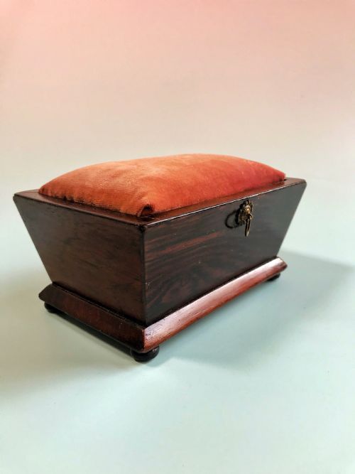 Antique Rosewood Pin Cushion & Sewing Box