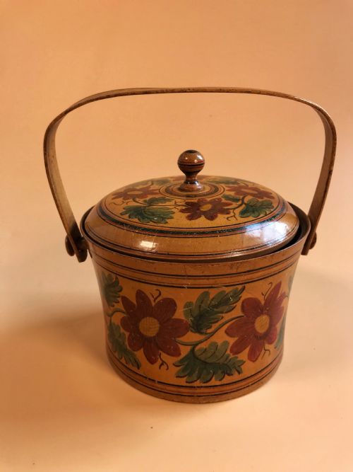 An Antique Circular Painted Sewing Box
