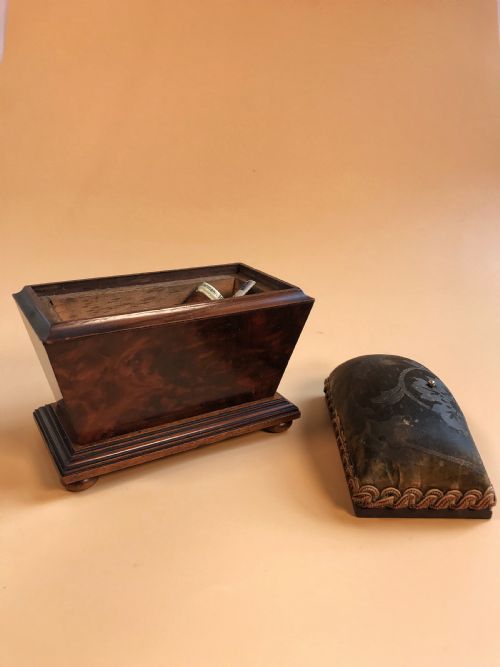 Antique Yew Wood Pin Cushion Box