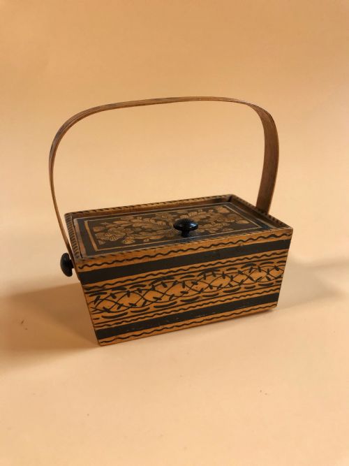 A Small Antique Penwork  Basket