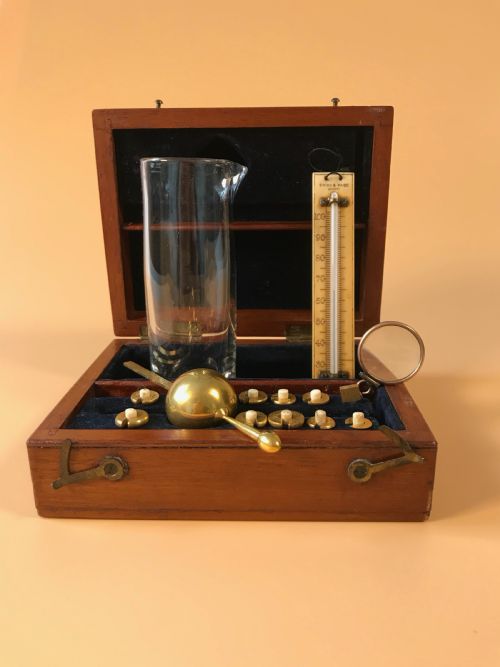 Antique Sikes Thermometer - Complete Withj Weights, Thermometer, Float, Glass Cylinder Etc