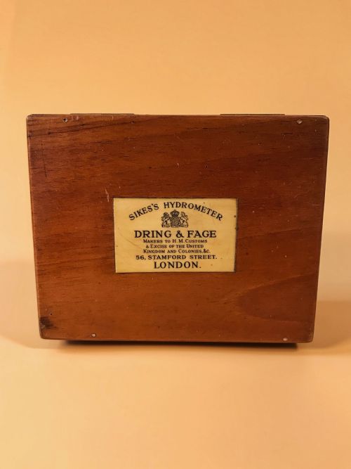 fig 1. Antique Sikes Thermometer - complete withj weights, thermometer, float, glass cylinder etc