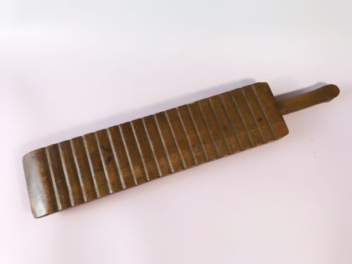 Antique Treen Washing Bat - Carved Flowers