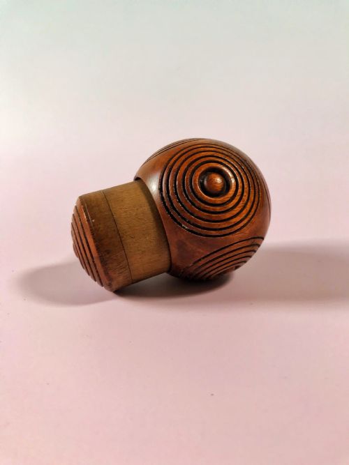 Antique Treen Puzzle Ball Snuff Box