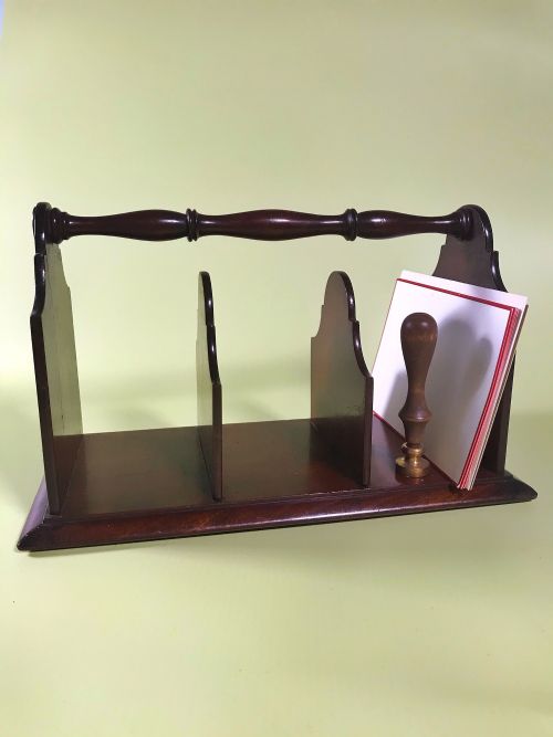 Antique Mahogany Stationery Holder or Desk Tidy
