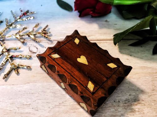 Antique Snuff Box - Inlaid with Hearts & Diamonds