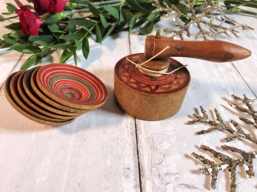 Antique Parachute Spinning Top - Six Tops Inside