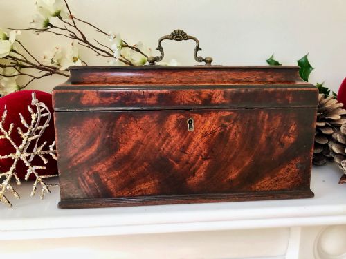 Antique Georgian Tea Caddy / Tea Chest - Retaining Its Interior Canisters