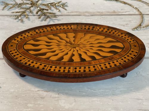 A Striking Georgian Oval Cribbage Board