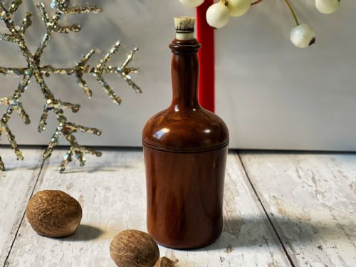 Antique Fruitwood Nutmeg Grater - Wine Bottle Shape