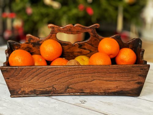 Antique Elm Cutlery Tray - Lovely Shaped Sides