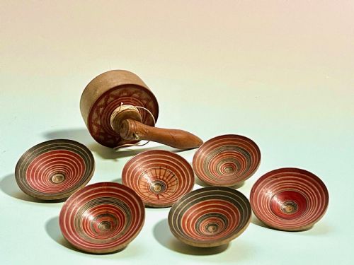 Antique Parachute Spinning Top - Six Spinning Tops Inside
