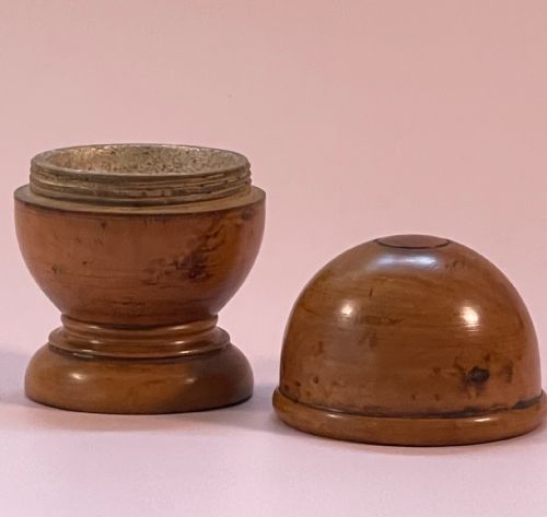fig 1. Antique Treen Pill Silverer with contents