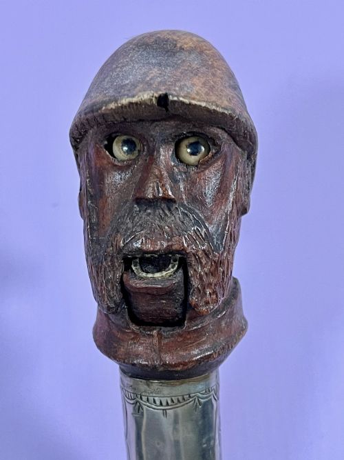 Antique Automaton Walking Stick - Treen