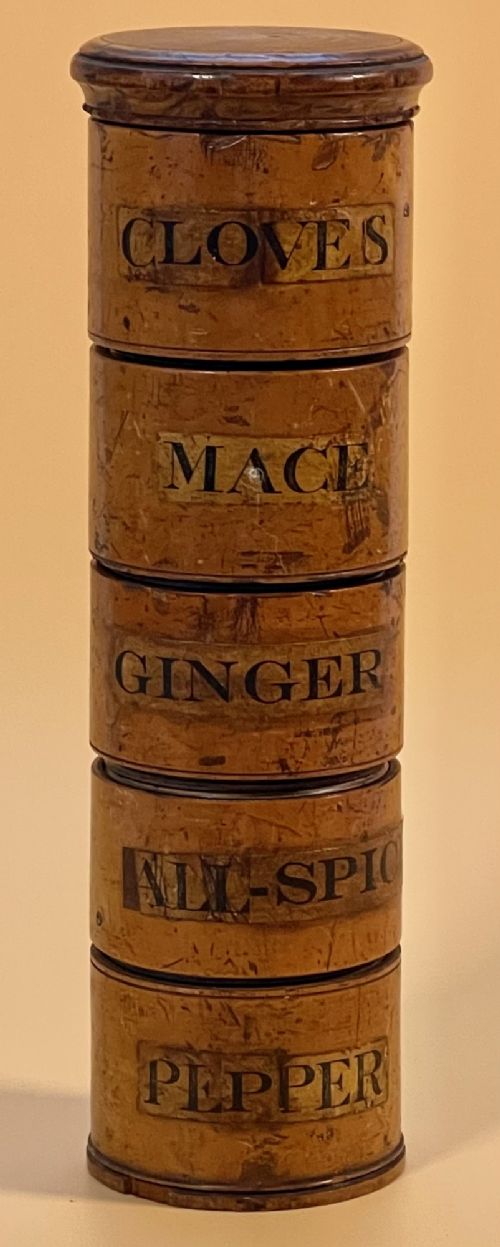 Antique Treen Five Section Spice Tower