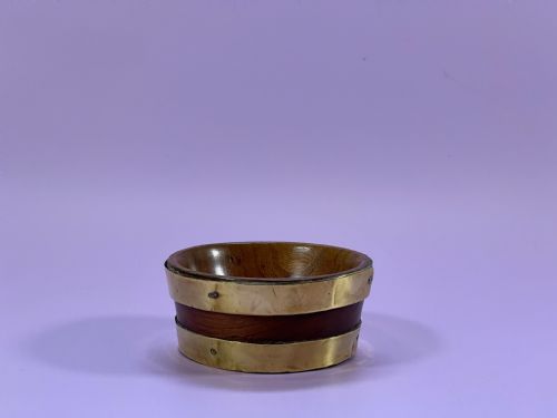 Antique Elm Bowl - Brass Bound