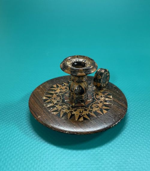 Antique Tunbridge Ware Candle Holder