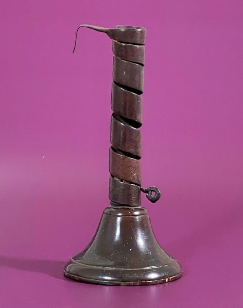ANTIQUE SPIRAL CANDLESTICK TREEN - ADDITIONAL PHOTO 3