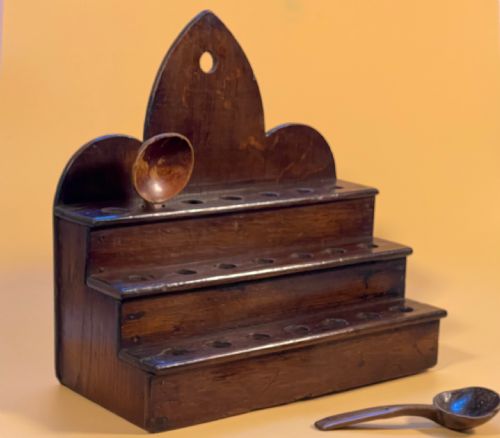 Antique Welsh Oak Stepped Spoon Rack