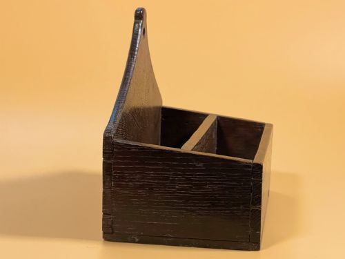 ANTIQUE OAK WALL CANDLE BOX OR POCKET DIVIDED INTERIOR - ADDITIONAL PHOTO 1