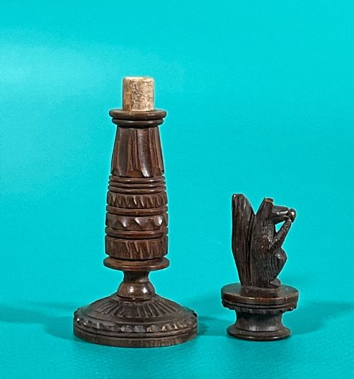 ANTIQUE TREEN SQUIRREL NEEDLE CASE - ADDITIONAL PHOTO 1