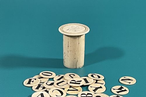 antique bone alphabet set with original box - CATEGORY: ANTIQUE MISCELLANEOUS - DATED 19TH CENTURY