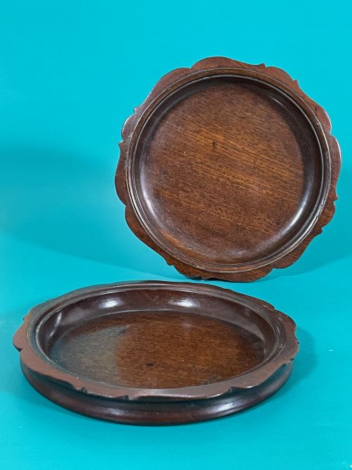 a pair of georgian wine coasters with brass stringing - CATEGORY: ANTIQUE MISCELLANEOUS - DATED GEORGIAN