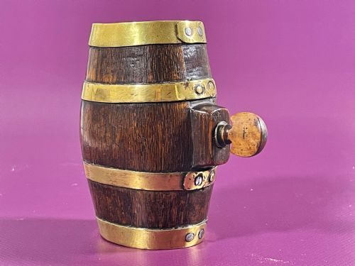 ANTIQUE MINI COSTREL OAK AND BRASS - ADDITIONAL PHOTO 2