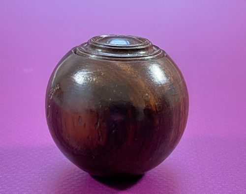 antique rosewood puzzle ball with secret compartment - CATEGORY: ANTIQUE MISCELLANEOUS - DATED 19TH CENTURY