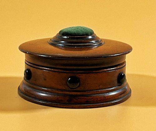 antique cotton reel holder pin cushion - CATEGORY: ANTIQUE MISCELLANEOUS - DATED 19TH CENTURY