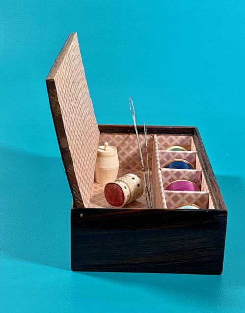 ANTIQUE TUNBRIDGE WARE SEWING BOX PLUS SOME CONTENTS - ADDITIONAL PHOTO 1