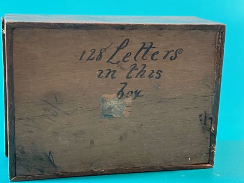 ANTIQUE ALPHABET SPELLING BOX WITH 118 BONE ALPHABET LETTERS - ADDITIONAL PHOTO 1